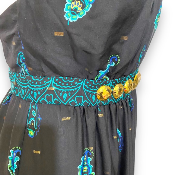 Tibi Dress Maxi Halter Neck Silk Black Green Paisley Embellished Occasion 10 12 - Picture 7 of 16